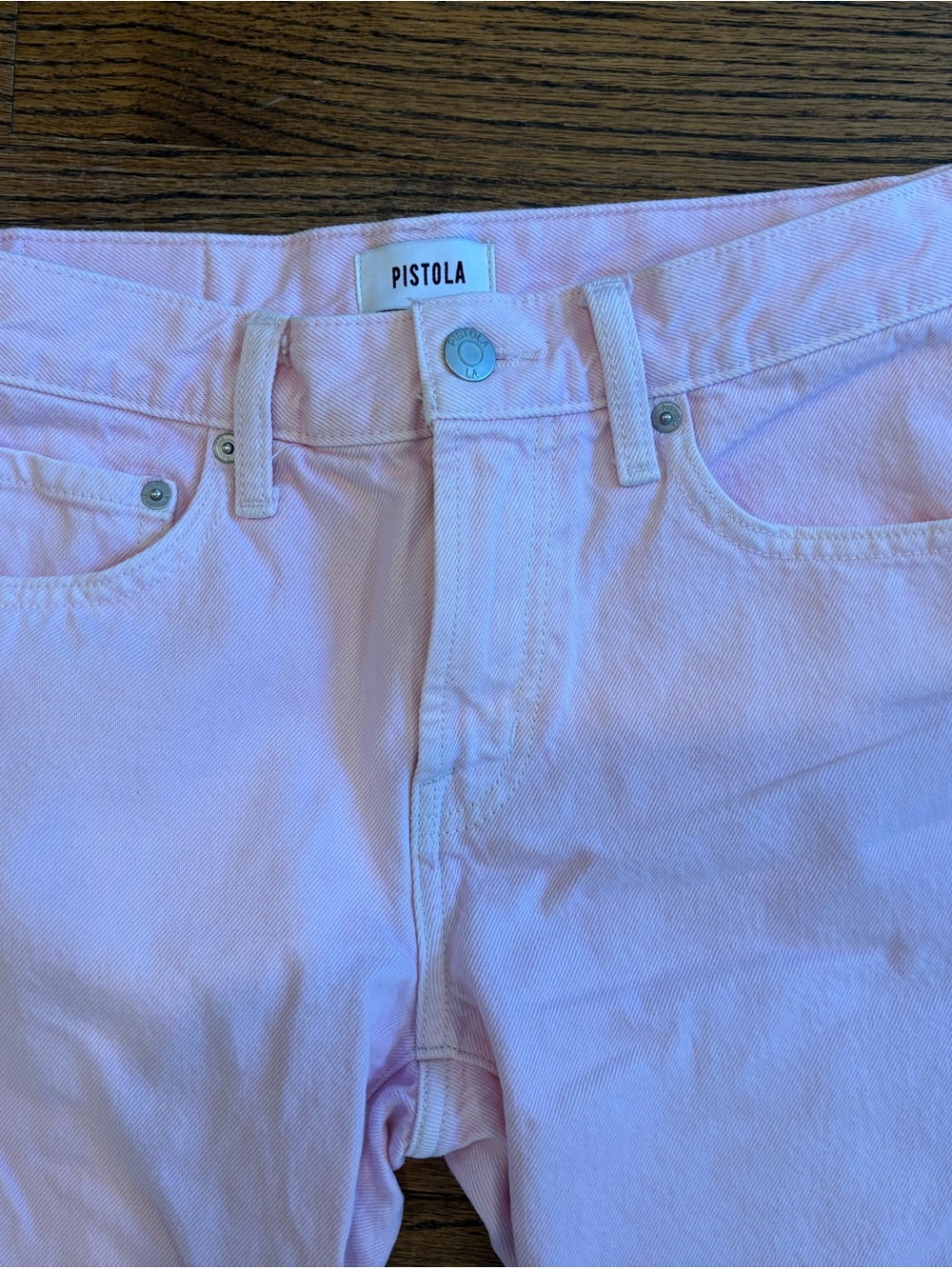 Pistola Lexi Mid Rise Bowed Straight Jeans in Blush, Size 25 - Picture 3 of 6